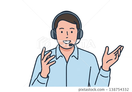 一張透明背景的插圖,描繪了一名男性操作員穿著對講機進行通話。 一張透明背景的插圖,描繪了一名男性操作員穿著對講機進行通話。 138754332