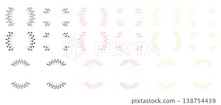 A set of decorative elements featuring star-shaped cartoon-style speed lines and glittery frames, creating a sparkling and impactful design. 138754439