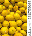Fresh yellow lemons piled together in a vibrant display, showcasing their smooth skin and natural shine in a market setting 138755066