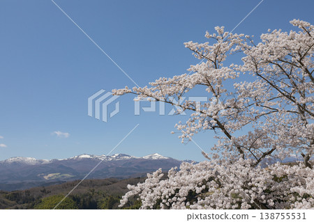 Blue sky, Mount Adatara, and cherry blossoms Blue sky, Mount Adatara, and cherry blossoms 138755531