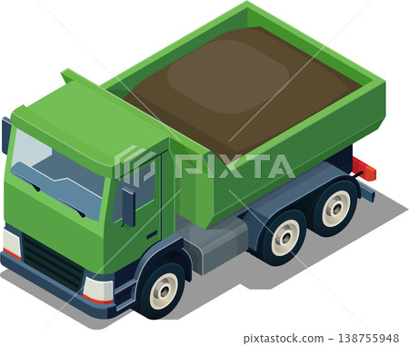 Isometric construction dump truck illustration Isometric construction dump truck illustration 138755948