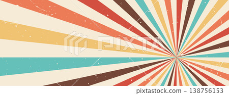 Retro sunburst background. Swirl and Starburst for groovy 70s disco design. Vintage summer Vector illustration Retro sunburst background. Swirl and Starburst for groovy 70s disco design. Vintage summer Vector illustration 138756153