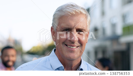 Business, travel and portrait of senior man in a city street with confidence, smile or positive mindset. Worker, face and elderly executive excited for international, trip or urban town opportunity Business, travel and portrait of senior man in a city street with confidence, smile or positive mindset. Worker, face and elderly executive excited for international, trip or urban town opportunity 138756353