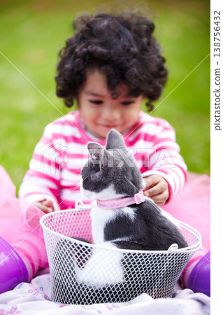 Nature, girl and kitten in a basket in a garden on the grass on a summer weekend together. Happy, sunshine and child or kid sitting and having fun with cat or feline animal pet on lawn in a field. Nature, girl and kitten in a basket in a garden on the grass on a summer weekend together. Happy, sunshine and child or kid sitting and having fun with cat or feline animal pet on lawn in a field. 138756432
