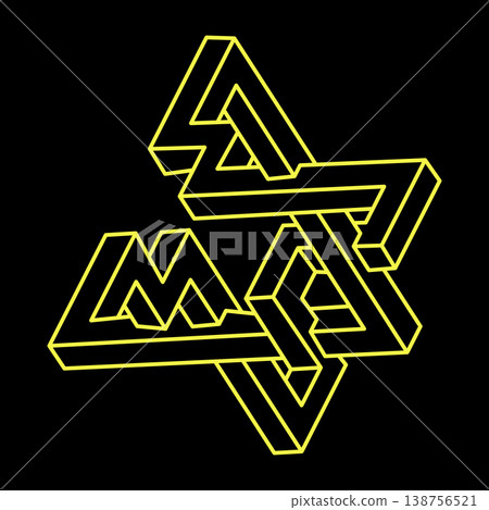 Escher style. Impossible optical illusion shapes. Optical art objects. Impossible figures. Sacred geometry. Escher style. Impossible optical illusion shapes. Optical art objects. Impossible figures. Sacred geometry. 138756521