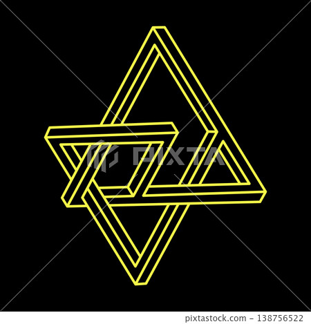 Escher paradox. Impossible objects. Line geometric shapes. Optical illusion figures. Escher paradox. Impossible objects. Line geometric shapes. Optical illusion figures. 138756522