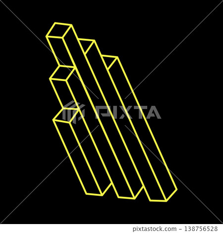 Impossible objects. Optical illusion shapes. 3d illustration. Geometric figures. Escher paradox. Impossible objects. Optical illusion shapes. 3d illustration. Geometric figures. Escher paradox. 138756528