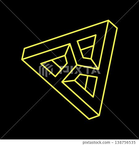 Optical illusion shapes. Optical art object. Sacred geometry triangle. Impossible figures. Line art.  138756535