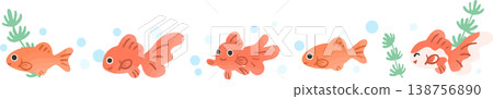 Cute goldfish bottom decorative frame, transparent background vector | Japanese style design material for footers and banners 138756890