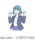 一位女商務人士擺出勝利姿勢的向量插圖。 138757169