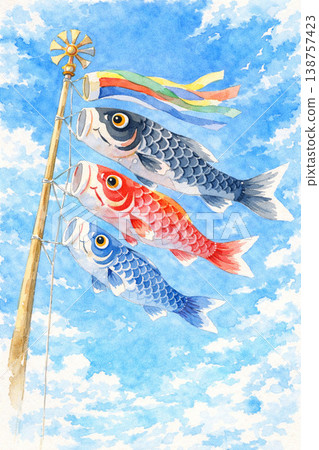 Children's Day Series: Carp Streamers from an Upward Perspective 138757423