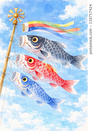 Children's Day Series: Close-up of a fluttering carp streamer 138757424