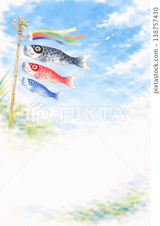 Children's Day Series: Carp Streamers and Lower Blank Background 138757430