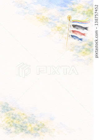 兒童節系列：右上角有鯉魚彩帶，周圍是大片空白。 138757452