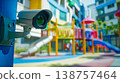 Closed circuit camera security monitoring at  playground for children. 138757464