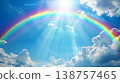 Ranibow on blue sky and white cloud. 138757465