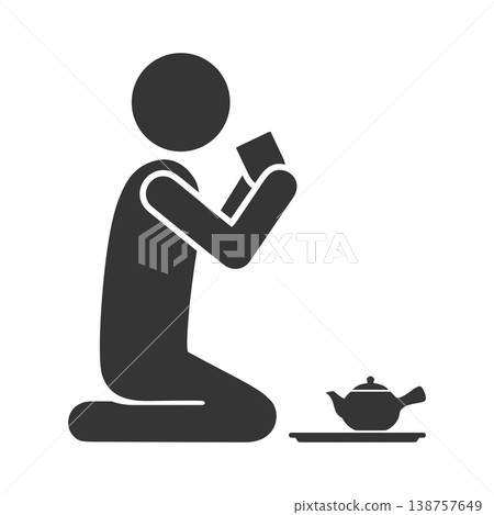 喝綠茶的人的剪影圖標 138757649