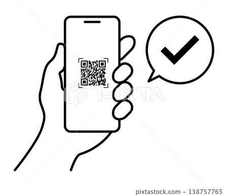 智慧型手機二維碼認證插畫（向量圖） 138757765