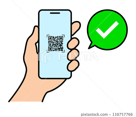 Smartphone QR code authentication illustration (vector material) Smartphone QR code authentication illustration (vector material) 138757766
