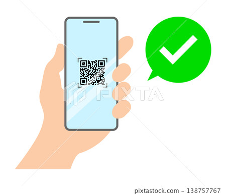 Smartphone QR code authentication illustration (vector material) Smartphone QR code authentication illustration (vector material) 138757767