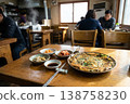 Korean Chive Pancake with Kimchi and Side Dishes Restaurant Scene 138758230