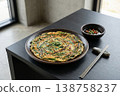 Close Up of Korean Chive Pancake Texture and Crispy Surface 138758237