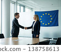 Business handshake in front of European Union flag. 138758613