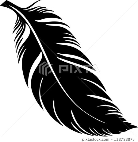 simple black graphic pattern of bird feather, decorative element, logo, design 138758873