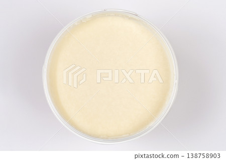 White Lard in a Plastic Bucket Top View White Lard in a Plastic Bucket Top View 138758903