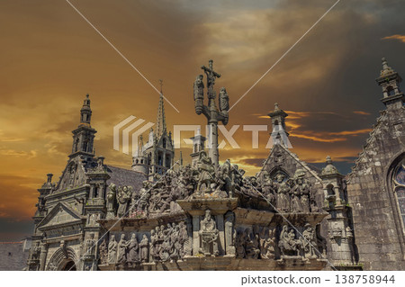 Parish close church of Guimiliau, finistere, brittany, france 138758944