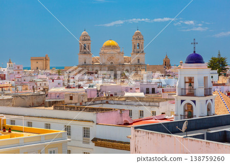Cadiz skyline with cathedral and rooftops, Andalusia, Spain 138759260