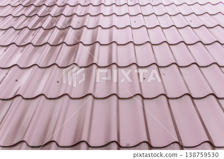 Metal color tile roof house iron texture coating abstract steel pattern surface home background 138759530
