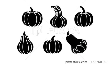 Black Solid Miniature Pumpkin and Gourd Silhouettes Pack of Six Black Solid Miniature Pumpkin and Gourd Silhouettes Pack of Six 138760180