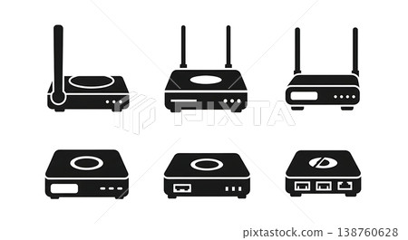 Black Solid Lab Centrifuge Silhouettes Set of Six on White Background Black Solid Lab Centrifuge Silhouettes Set of Six on White Background 138760628