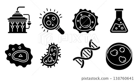 Black Solid Lab Grown Meat Silhouettes Set of Six on White Background Black Solid Lab Grown Meat Silhouettes Set of Six on White Background 138760641