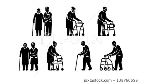 Black Solid Lab Technician Silhouettes Set of Six on White Background Black Solid Lab Technician Silhouettes Set of Six on White Background 138760659