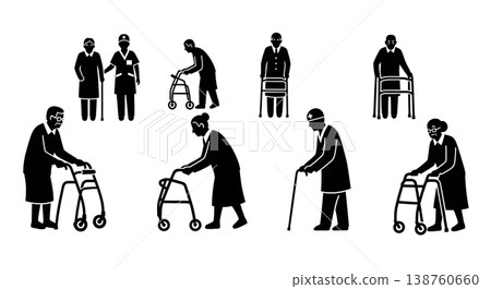Black Solid Lab Technician Silhouettes Set of Six on White Background Black Solid Lab Technician Silhouettes Set of Six on White Background 138760660
