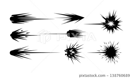 Black Solid Laser Tag Light Silhouettes Set of Six on White Background Black Solid Laser Tag Light Silhouettes Set of Six on White Background 138760689