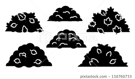 Black Solid Autumn Leaf Pile Silhouettes Collection of Six Black Solid Autumn Leaf Pile Silhouettes Collection of Six 138760733