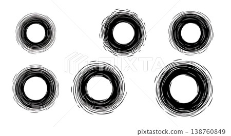 Black Solid Liquid Ripple Silhouettes Set of Six on White Background Black Solid Liquid Ripple Silhouettes Set of Six on White Background 138760849