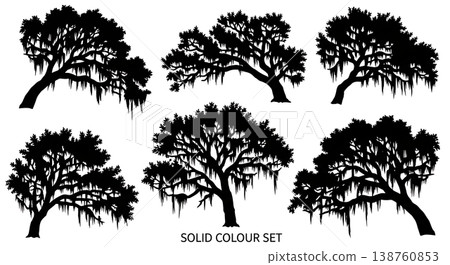 Black Solid Majestic Live Oak Tree Silhouettes Set of Six Black Solid Majestic Live Oak Tree Silhouettes Set of Six 138760853