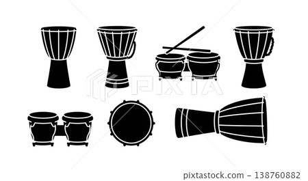 Black Solid Lute Silhouettes Set of Six on White Background Black Solid Lute Silhouettes Set of Six on White Background 138760882