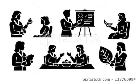 Black Solid Massage Silhouettes Set of Six on White Background Black Solid Massage Silhouettes Set of Six on White Background 138760994