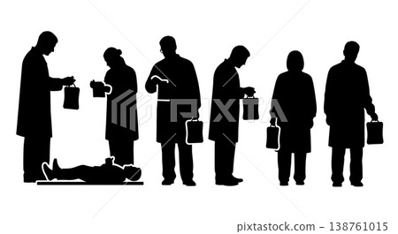Black Solid Forensic Silhouettes Set of Six on White Background Black Solid Forensic Silhouettes Set of Six on White Background 138761015