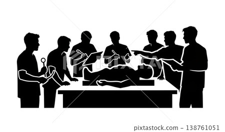 Black Solid Anatomy Lab Silhouettes Set of Six on White Background Black Solid Anatomy Lab Silhouettes Set of Six on White Background 138761051