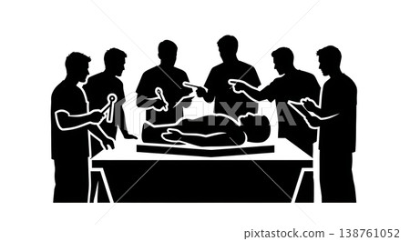 Black Solid Anatomy Lab Silhouettes Set of Six on White Background Black Solid Anatomy Lab Silhouettes Set of Six on White Background 138761052