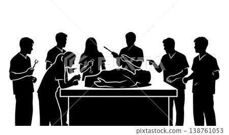 Black Solid Anatomy Lab Silhouettes Set of Six on White Background 138761053
