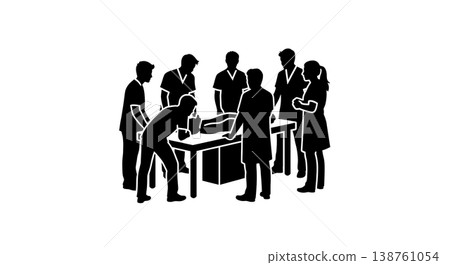 Black Solid Anatomy Lab Silhouettes Set of Six on White Background 138761054