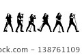 Black Solid Heavy Metal Singer Silhouettes Set of Six on White Background 138761109