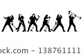 Black Solid Heavy Metal Singer Silhouettes Set of Six on White Background 138761111